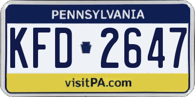 PA license plate KFD2647