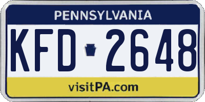 PA license plate KFD2648