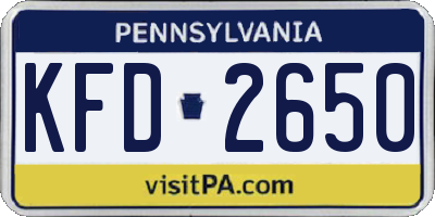 PA license plate KFD2650