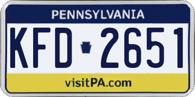 PA license plate KFD2651