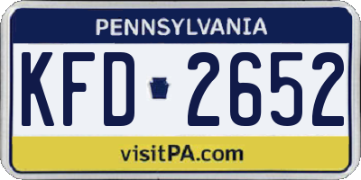 PA license plate KFD2652