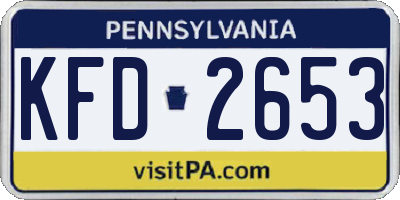 PA license plate KFD2653