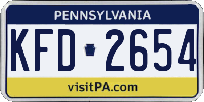 PA license plate KFD2654