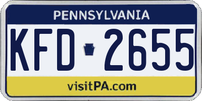 PA license plate KFD2655