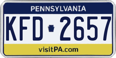 PA license plate KFD2657