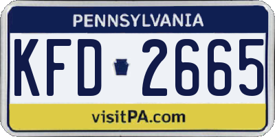 PA license plate KFD2665