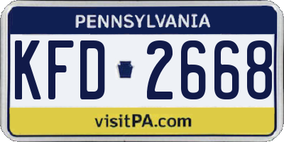 PA license plate KFD2668