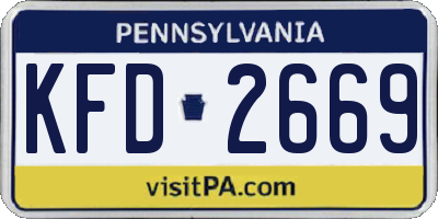 PA license plate KFD2669