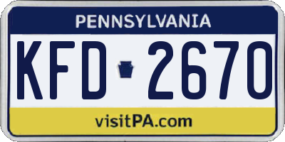 PA license plate KFD2670