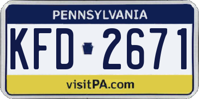 PA license plate KFD2671
