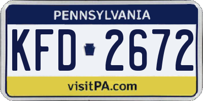 PA license plate KFD2672