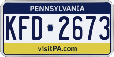 PA license plate KFD2673