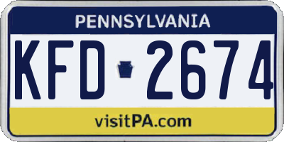 PA license plate KFD2674