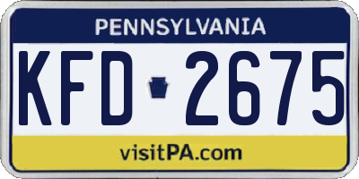 PA license plate KFD2675