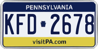 PA license plate KFD2678