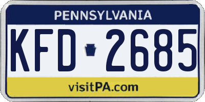 PA license plate KFD2685