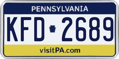 PA license plate KFD2689