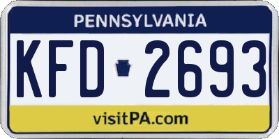 PA license plate KFD2693