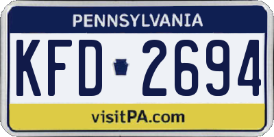 PA license plate KFD2694