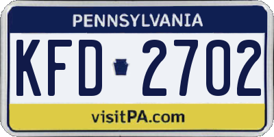 PA license plate KFD2702