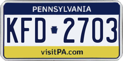 PA license plate KFD2703