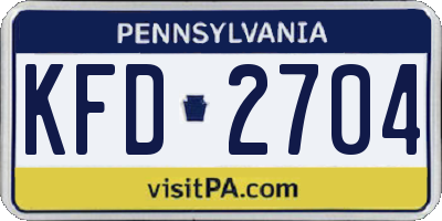 PA license plate KFD2704