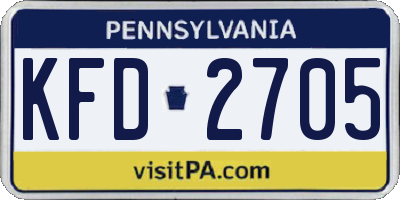 PA license plate KFD2705