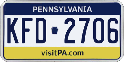PA license plate KFD2706