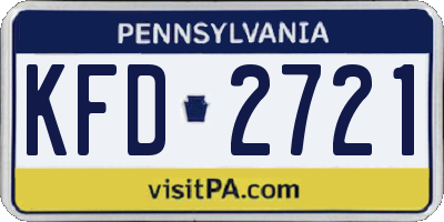 PA license plate KFD2721
