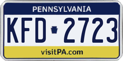PA license plate KFD2723