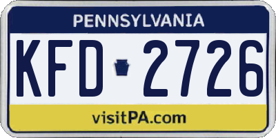 PA license plate KFD2726