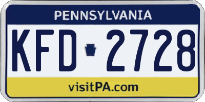 PA license plate KFD2728