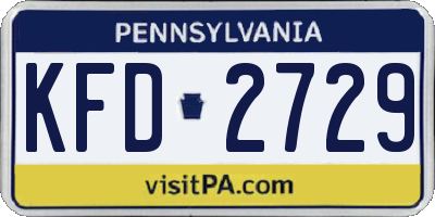 PA license plate KFD2729