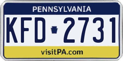 PA license plate KFD2731