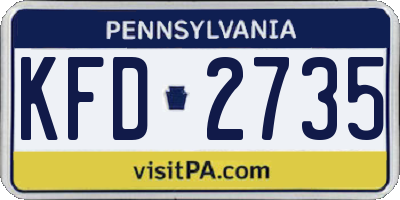 PA license plate KFD2735
