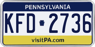 PA license plate KFD2736