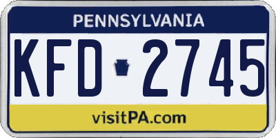 PA license plate KFD2745