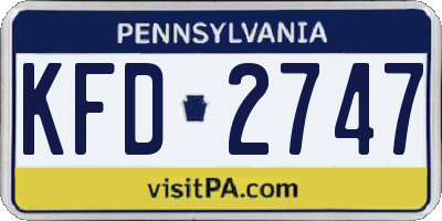 PA license plate KFD2747