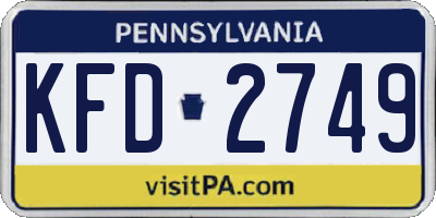 PA license plate KFD2749
