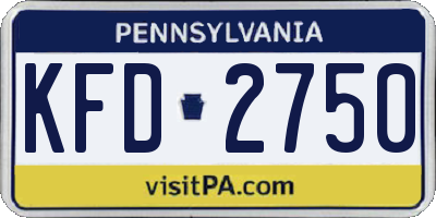 PA license plate KFD2750