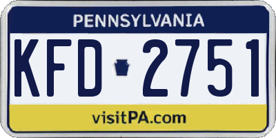 PA license plate KFD2751