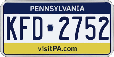 PA license plate KFD2752