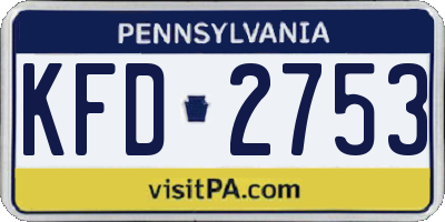 PA license plate KFD2753