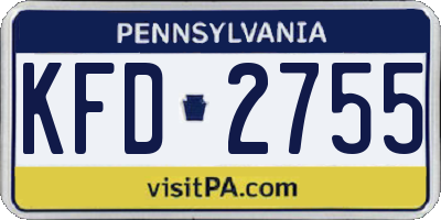 PA license plate KFD2755