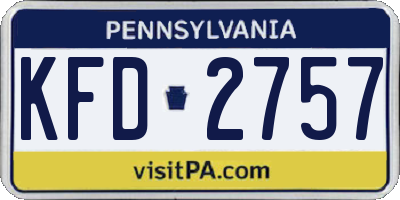 PA license plate KFD2757