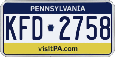 PA license plate KFD2758