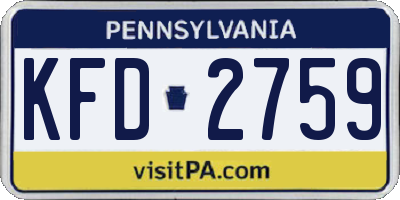 PA license plate KFD2759