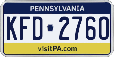 PA license plate KFD2760