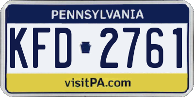 PA license plate KFD2761