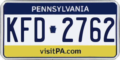 PA license plate KFD2762
